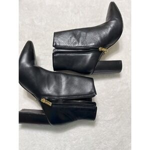 Boots Leather Womans Size 6.5 Ankle Boots Zip Bootie Shoes Black Carrano Heel